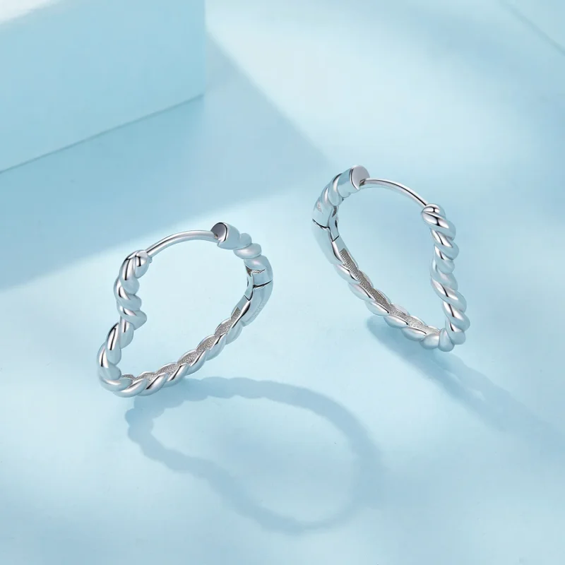 (image for) Pandora Style Heart-Shaped Hoops Earrings - SCE1606 - View 3