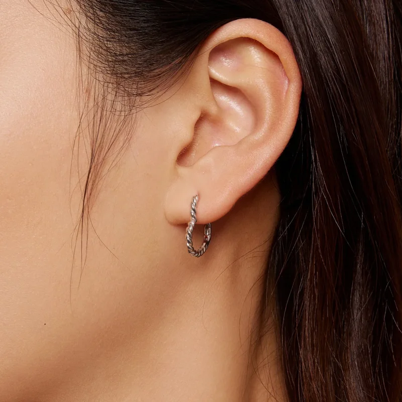 (image for) Pandora Style Heart-Shaped Hoops Earrings - SCE1606 - View 5