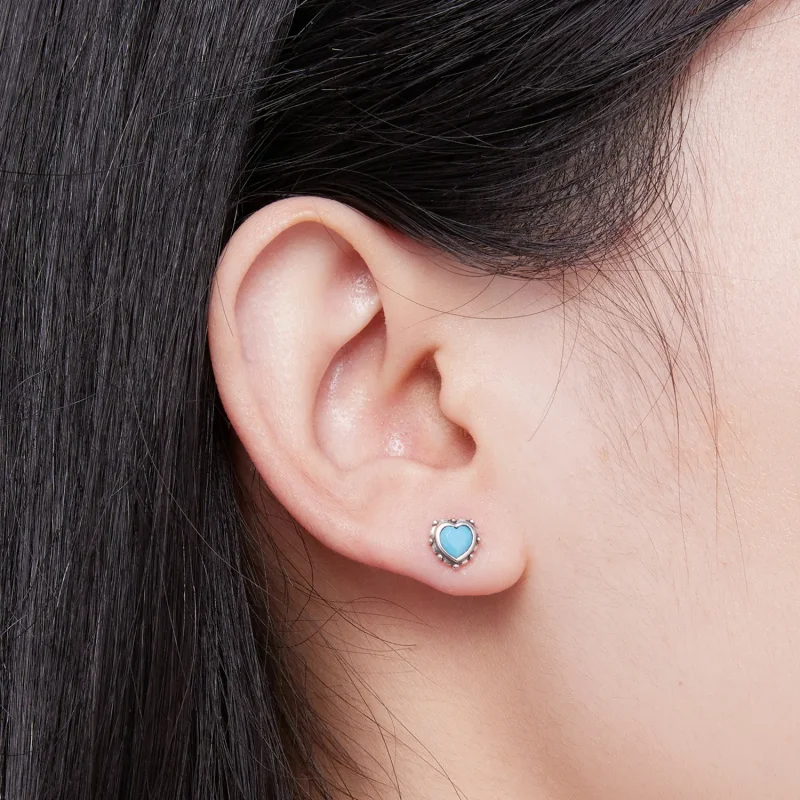 (image for) Pandora Style Heart-Shaped Stud Earrings - SCE1592 - View 5