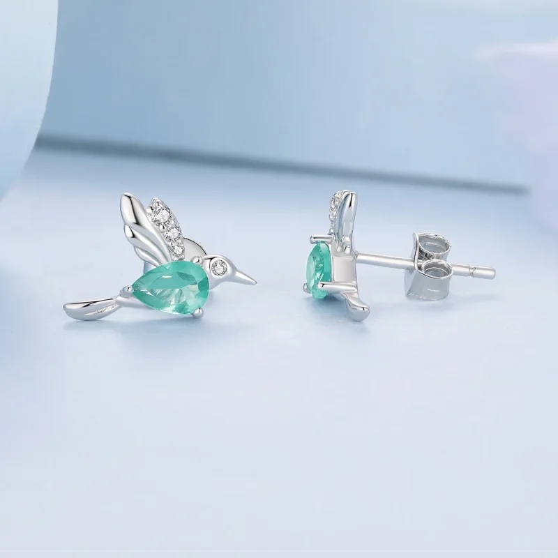 (image for) Pandora Style Hummingbird Stud Earrings - BSE849 - View 3