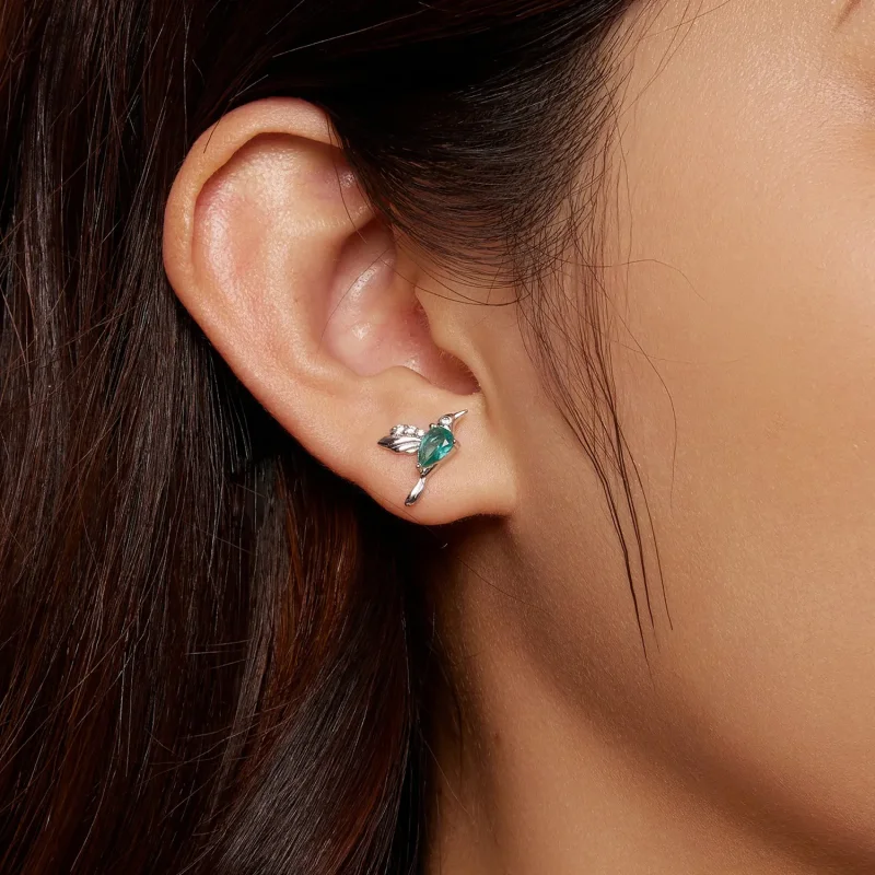 (image for) Pandora Style Hummingbird Stud Earrings - BSE849 - View 5