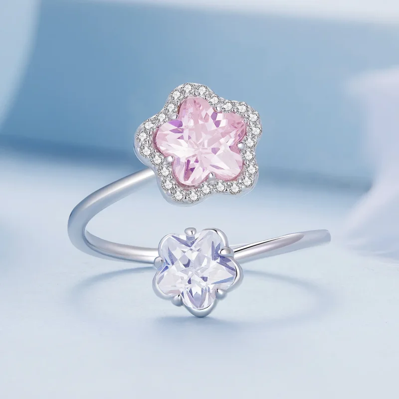 (image for) Pandora Style Little Flower Open Ring - BSR439 - View 3