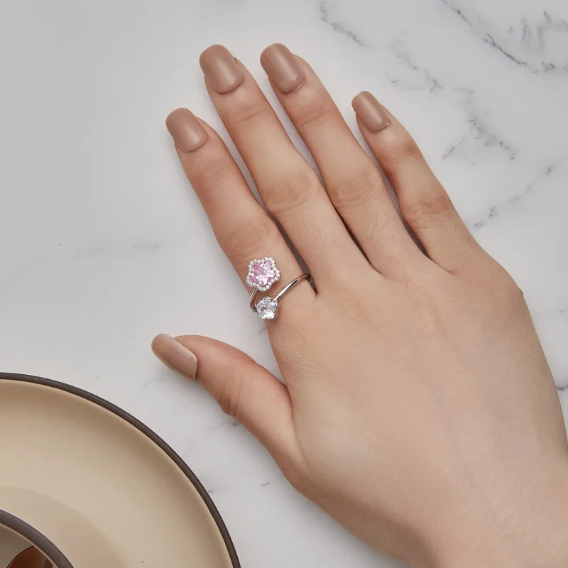 (image for) Pandora Style Little Flower Open Ring - BSR439 - View 5