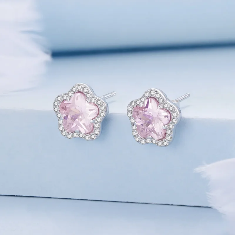 (image for) Pandora Style Little Flower Stud Earrings - BSE850 - View 2