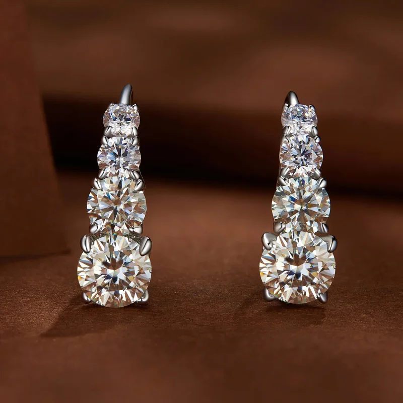 (image for) Pandora Style Moissanite Hoops Earrings - MSE023 - View 2