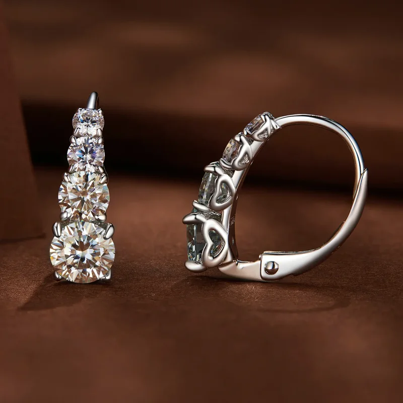 (image for) Pandora Style Moissanite Hoops Earrings - MSE023 - View 3