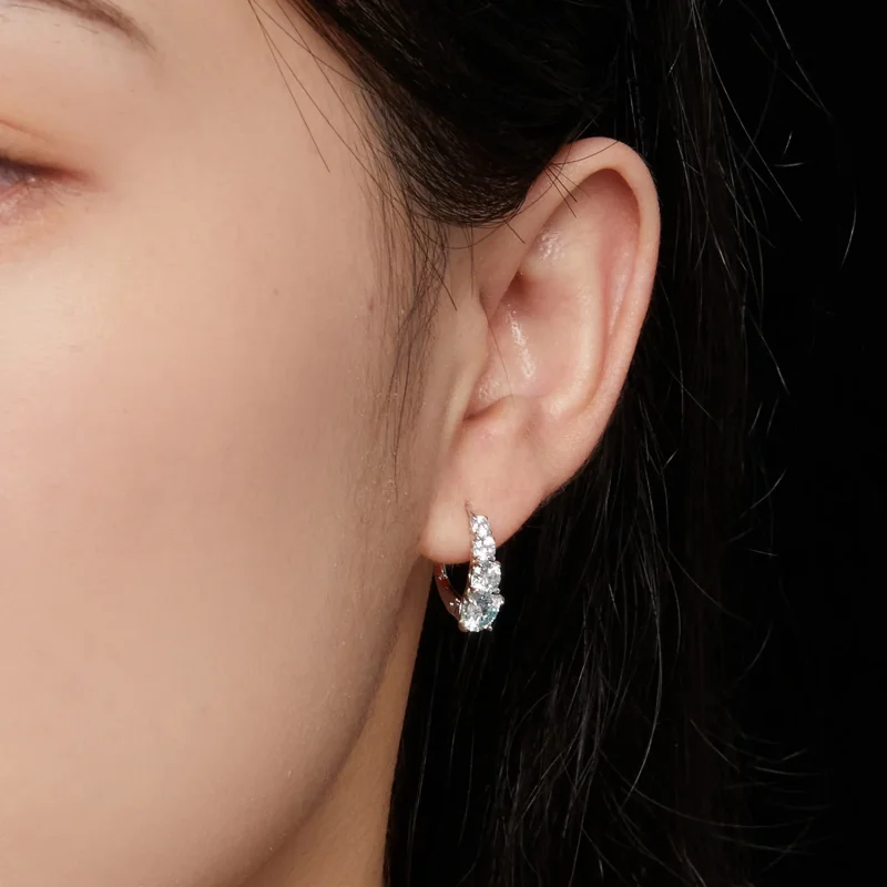 (image for) Pandora Style Moissanite Hoops Earrings - MSE023 - View 6