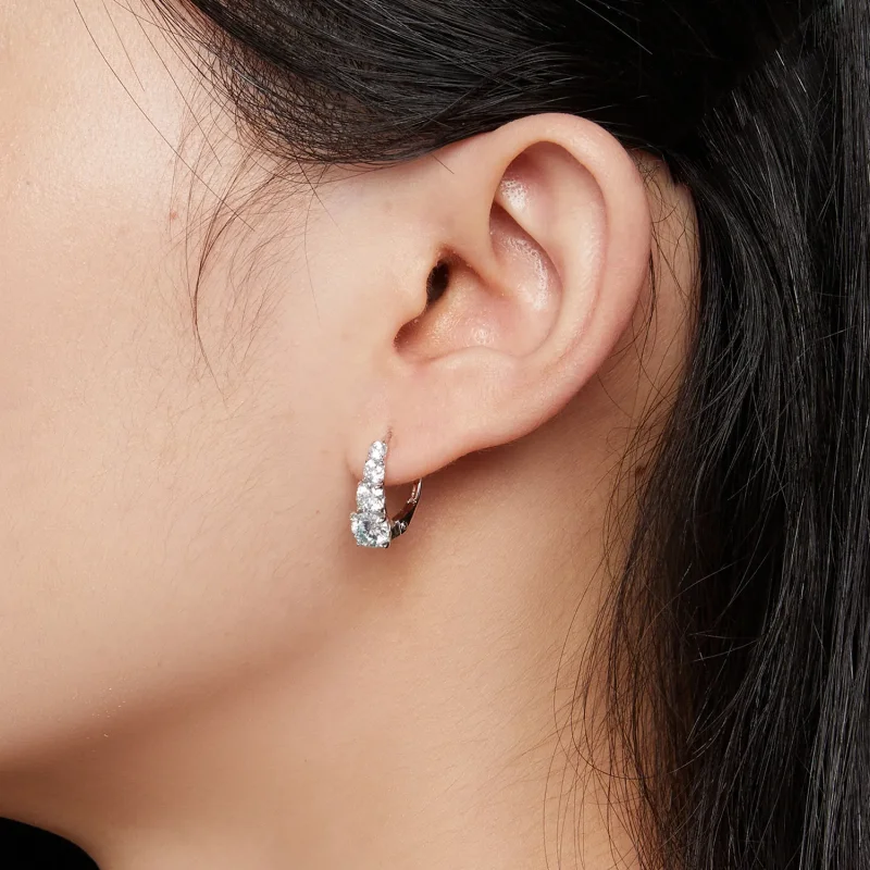 (image for) Pandora Style Moissanite Hoops Earrings - MSE023 - View 7