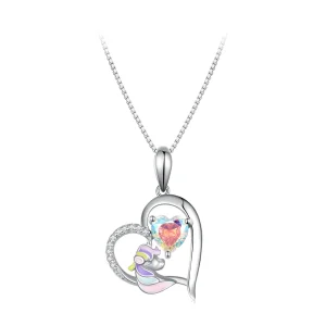(image for) Pandora Style Necklace with Delicate Unicorn Heart - BSN328