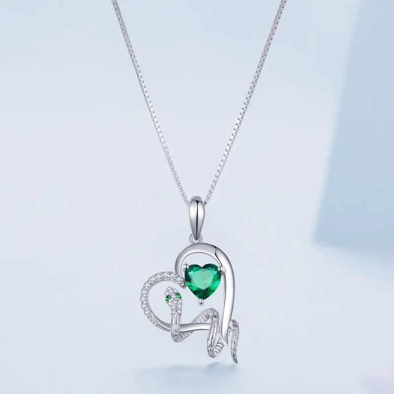 (image for) Pandora Style Necklace with Exquisite Snake Winding Heart Shape - BSN327 - View 3