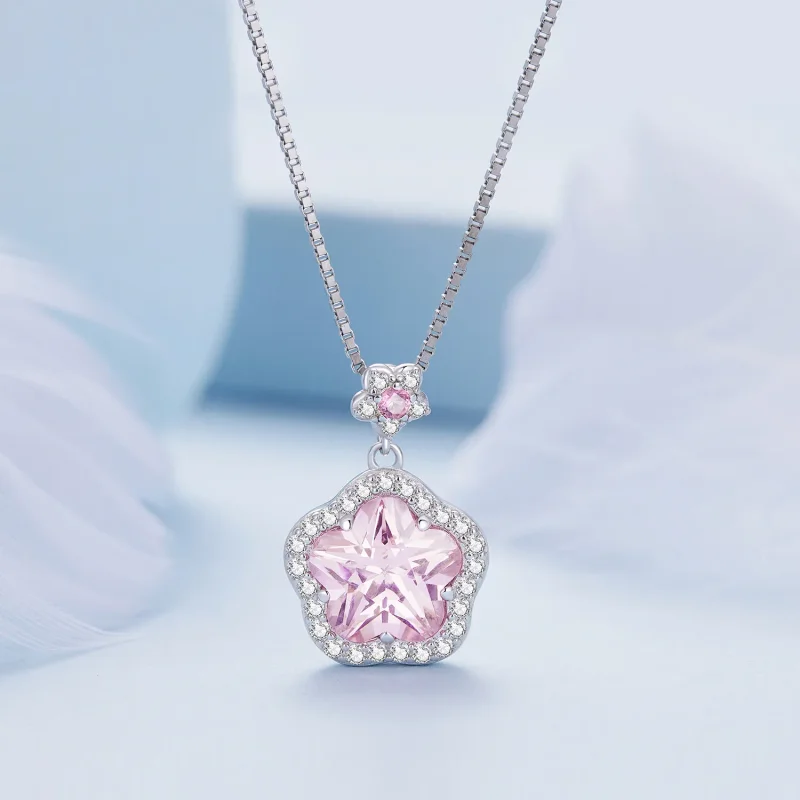 (image for) Pandora Style Necklace with Little Flower - BSN329 - View 3