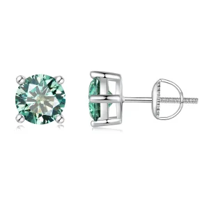 (image for) Pandora Style One Carat Four Claw Moissanite Stud Earrings - MSE003-CFL