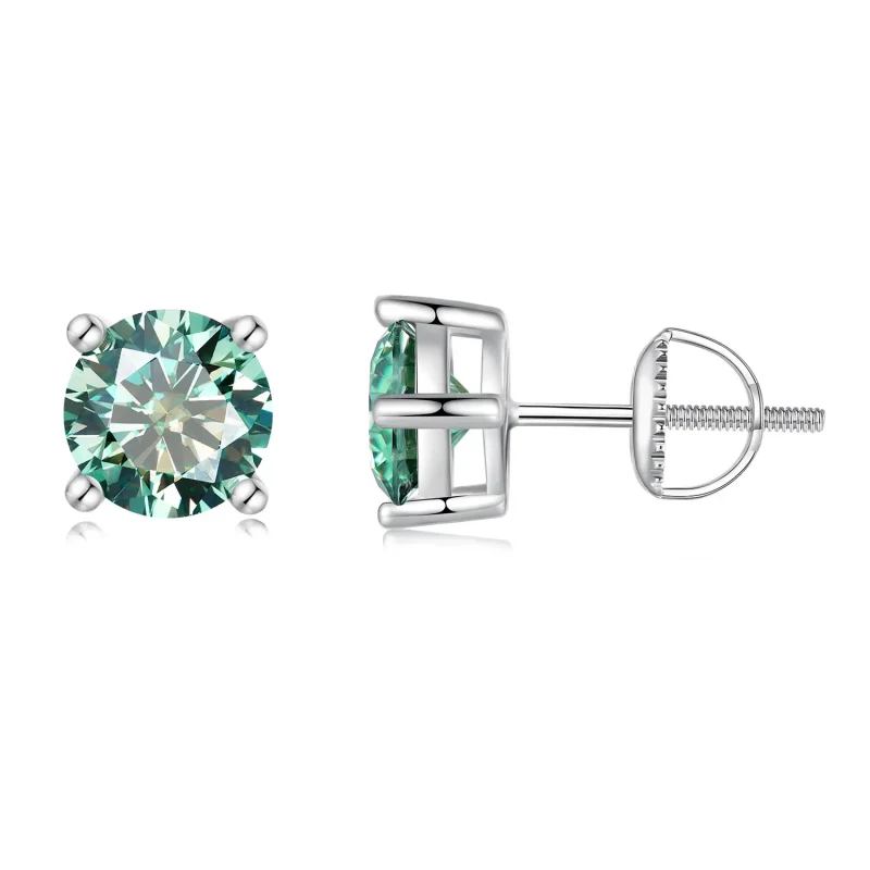 (image for) Pandora Style One Carat Four Claw Moissanite Stud Earrings - MSE003-CFL