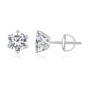 (image for) Pandora Style One Carat Four Claw Moissanite Stud Earrings - MSE004-XL