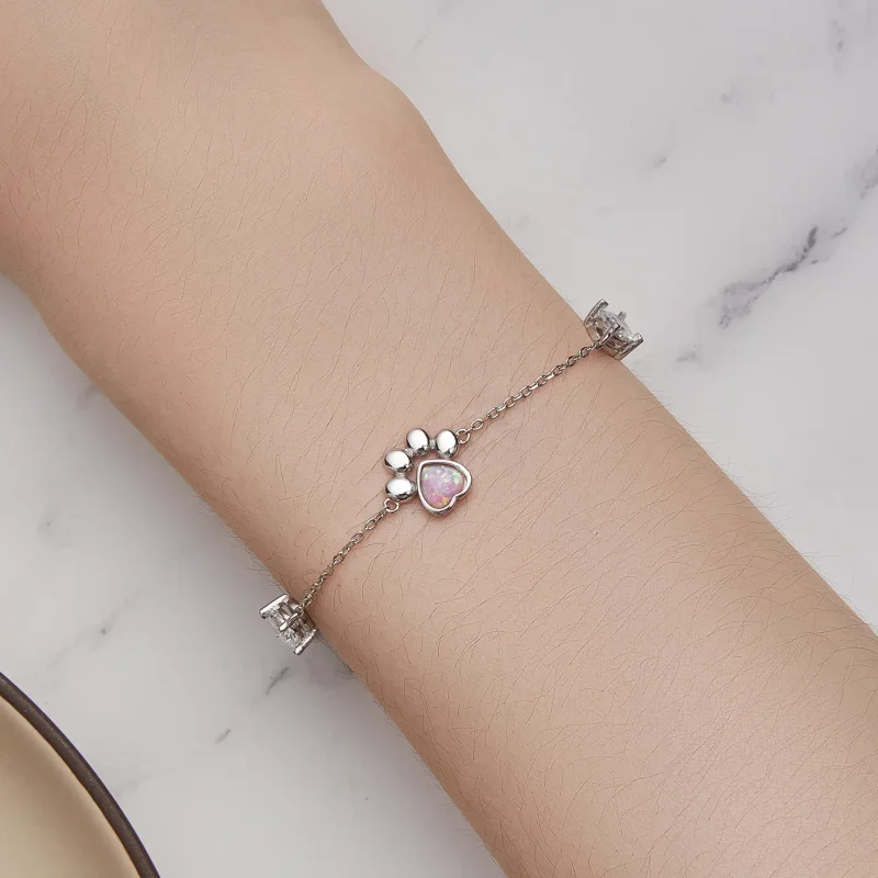 (image for) Pandora Style Opal Paw Print Bracelet - SCB256 - View 5
