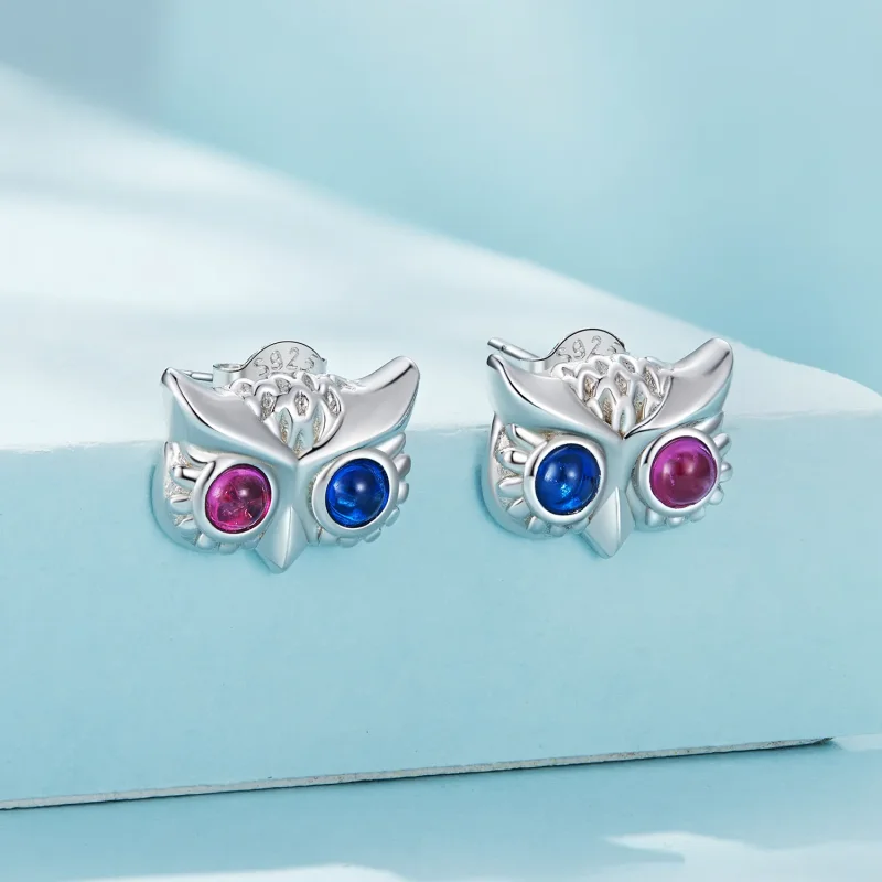(image for) Pandora Style Owl Stud Earrings - SCE1602 - View 2