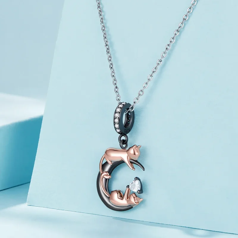 (image for) Pandora Style Playing With Cats Pendant Charm - SCC2518 - View 2