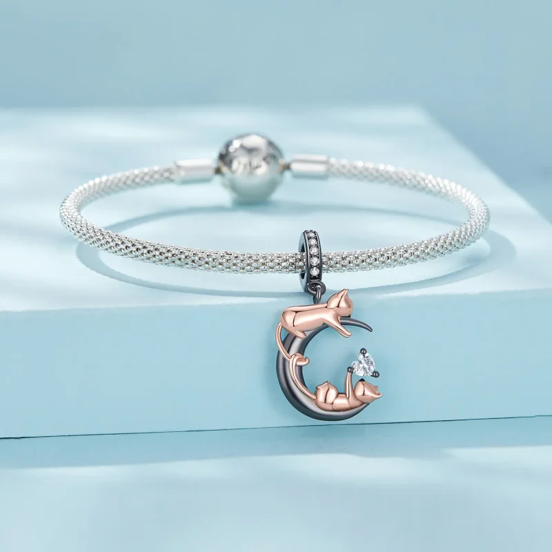 (image for) Pandora Style Playing With Cats Pendant Charm - SCC2518 - View 3