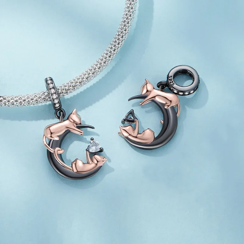 (image for) Pandora Style Playing With Cats Pendant Charm - SCC2518 - View 4