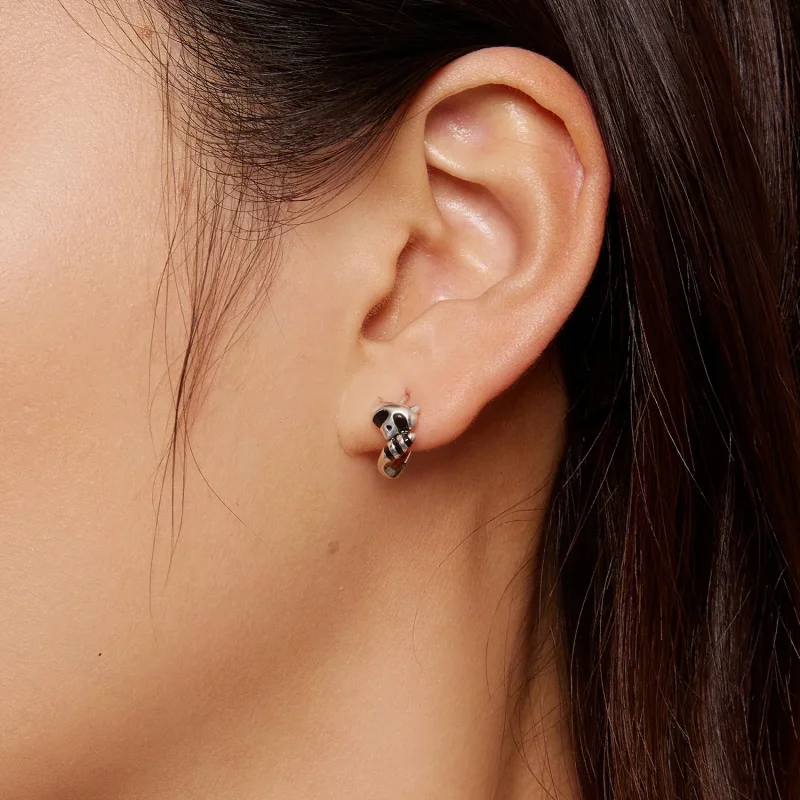 (image for) Pandora Style Raccoon Hoops Earrings - SCE1603 - View 5