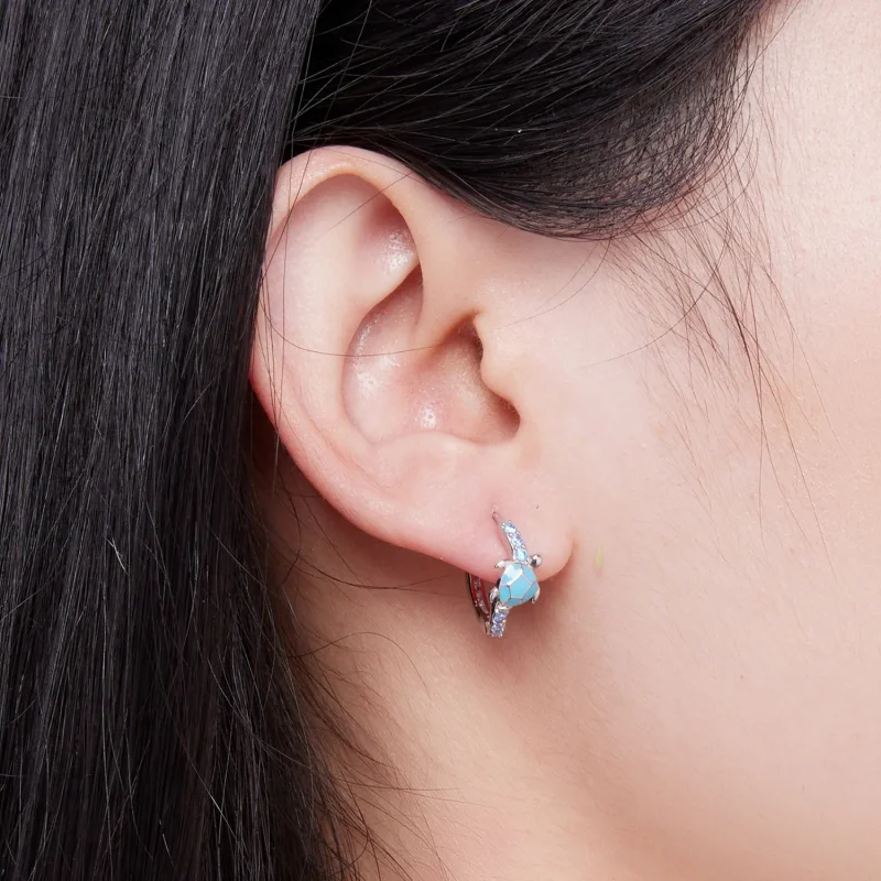 (image for) Pandora Style Sea Turtle Hoops Earrings - SCE1596 - View 5