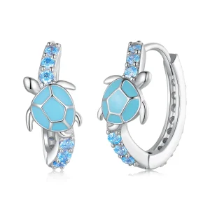 (image for) Pandora Style Sea Turtle Hoops Earrings - SCE1596