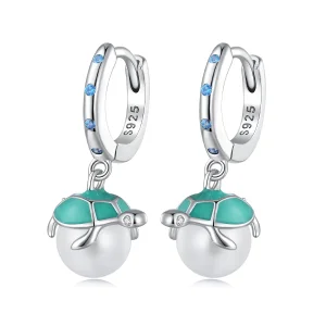 (image for) Pandora Style Sea Turtle Hoops Earrings - SCE1597