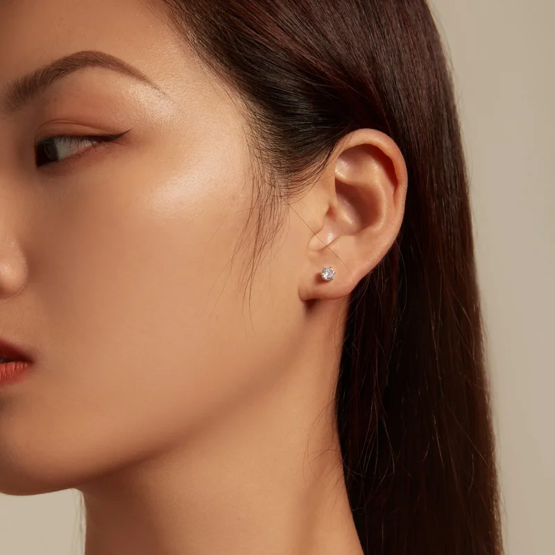 (image for) Pandora Style Shiny Zircon Stud Earrings - BSE615-4L - View 2