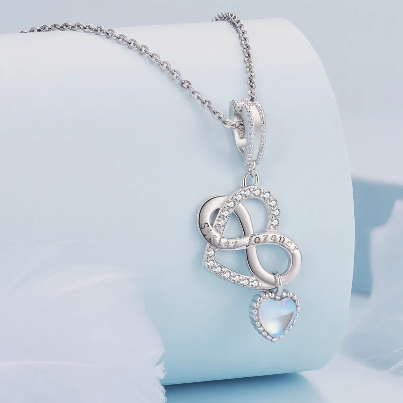 (image for) Pandora Style Sister Heart Pendant Charm - BSC860 - View 2