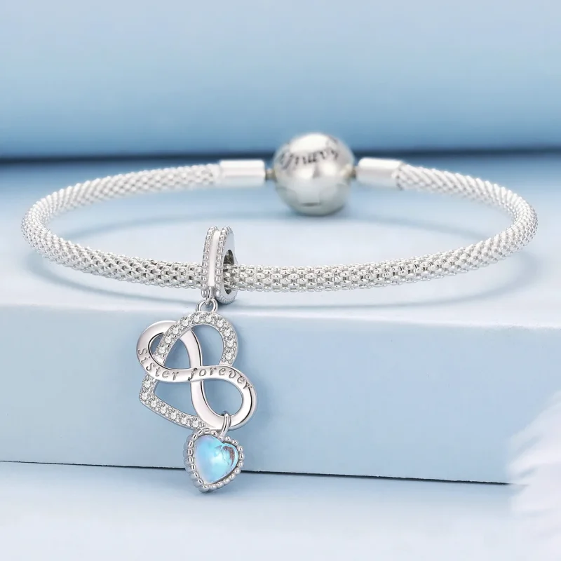 (image for) Pandora Style Sister Heart Pendant Charm - BSC860 - View 3
