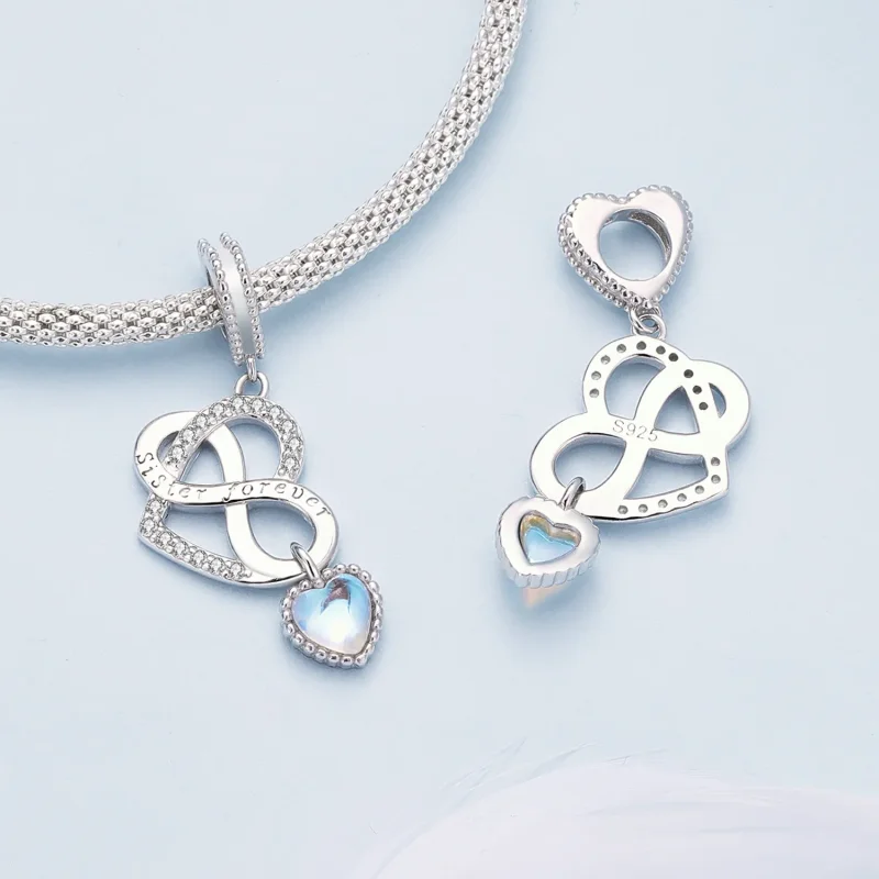 (image for) Pandora Style Sister Heart Pendant Charm - BSC860 - View 4