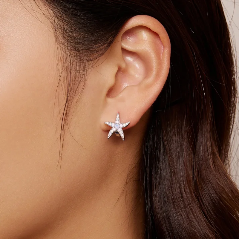 (image for) Pandora Style Starfish Hoops Earrings - BSE840 - View 7