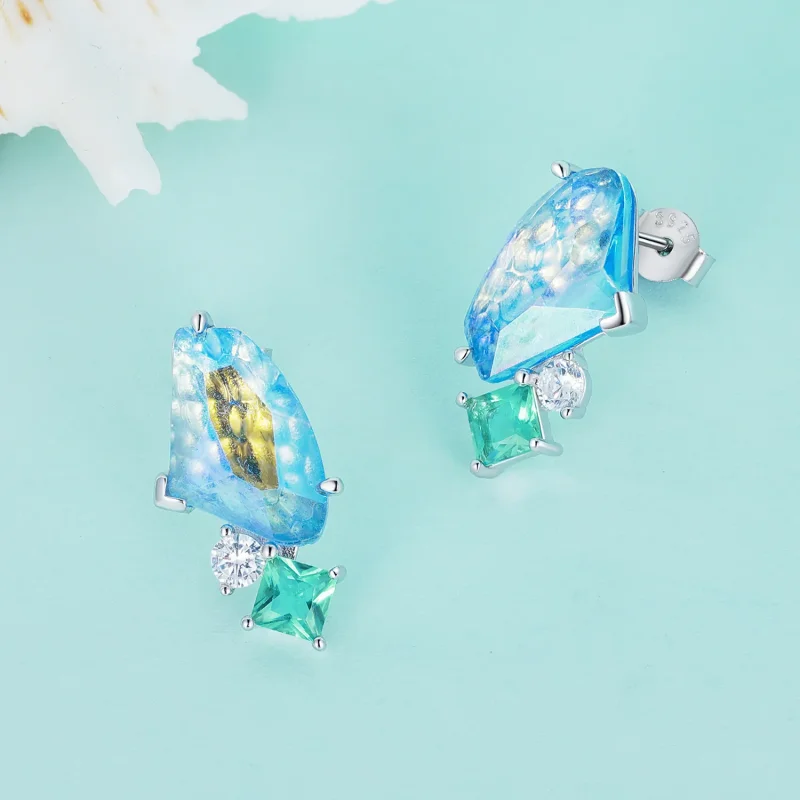 (image for) Pandora Style Summer Main Stone Stud Earrings - BSE839 - View 3