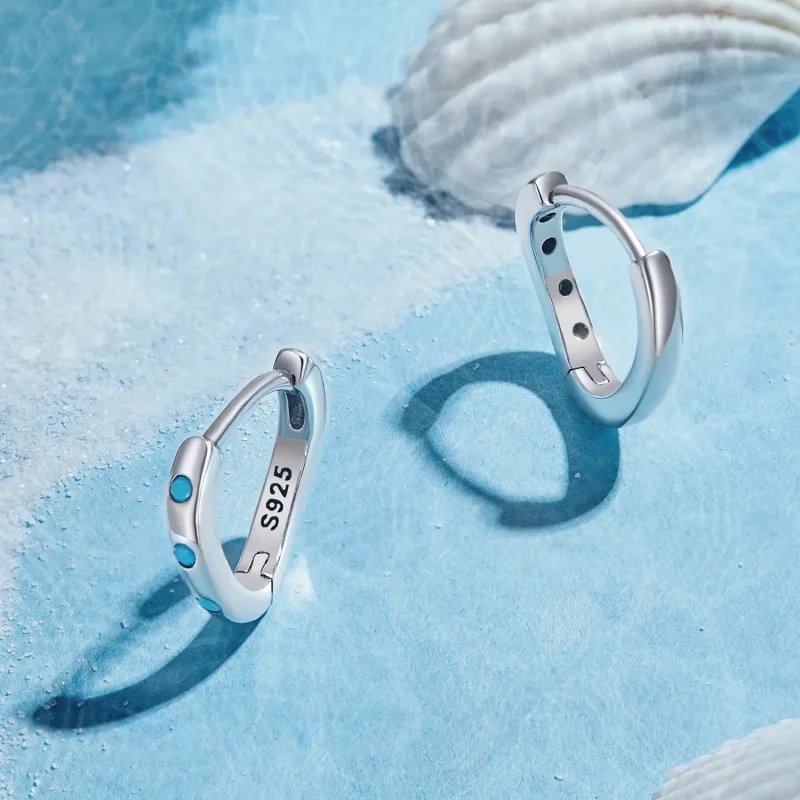 (image for) Pandora Style Wave Hoops Earrings - SCE1593 - View 3