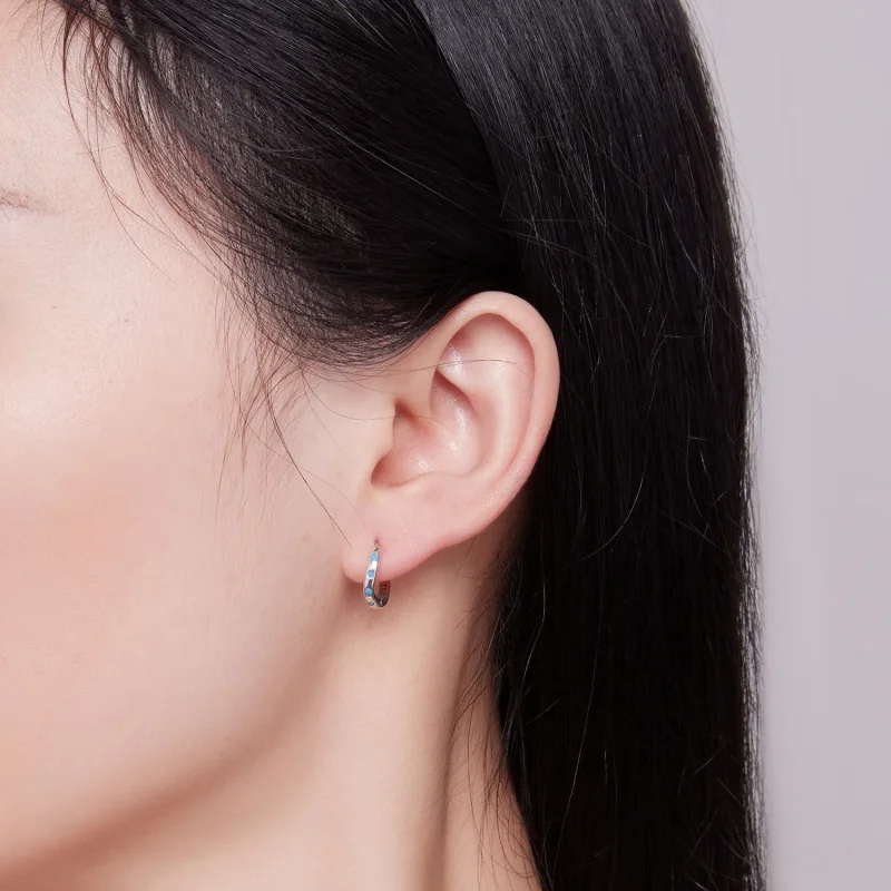(image for) Pandora Style Wave Hoops Earrings - SCE1593 - View 6