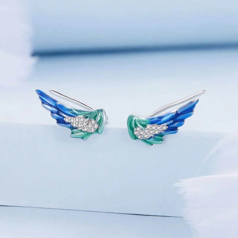 (image for) Pandora Style Wing Stud Earrings - BSE852 - View 2
