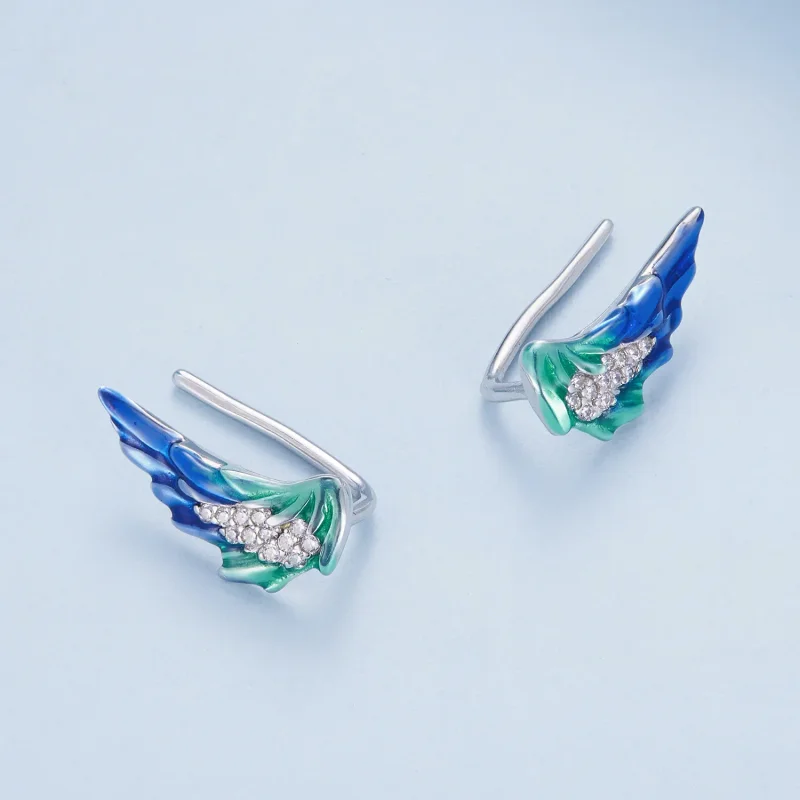 (image for) Pandora Style Wing Stud Earrings - BSE852 - View 3