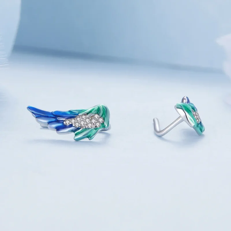 (image for) Pandora Style Wing Stud Earrings - BSE852 - View 4