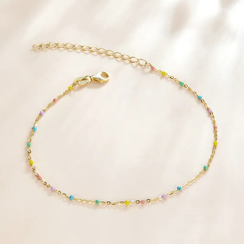 (image for) Pandora Style 18ct Gold Plated Rainbow bracelet - SCB211 - View 3
