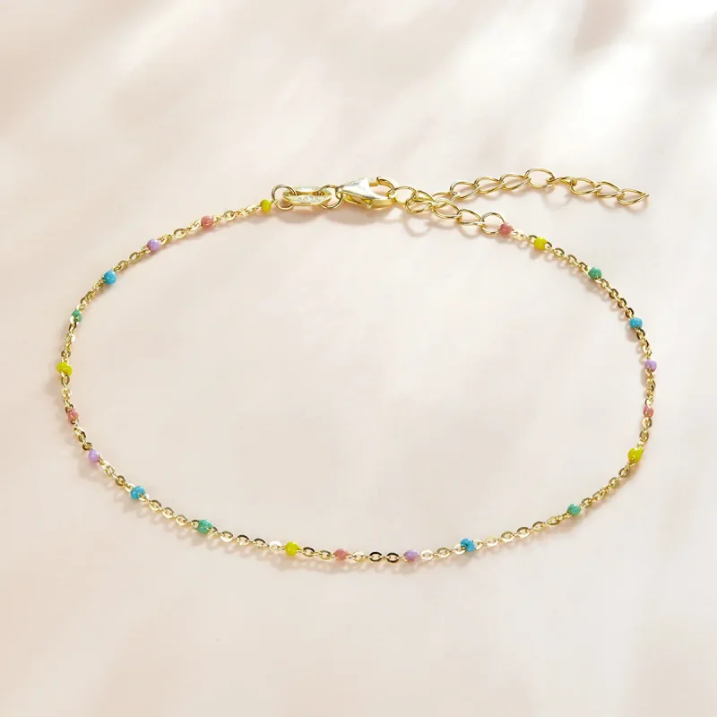 (image for) Pandora Style 18ct Gold Plated Rainbow bracelet - SCB211 - View 4