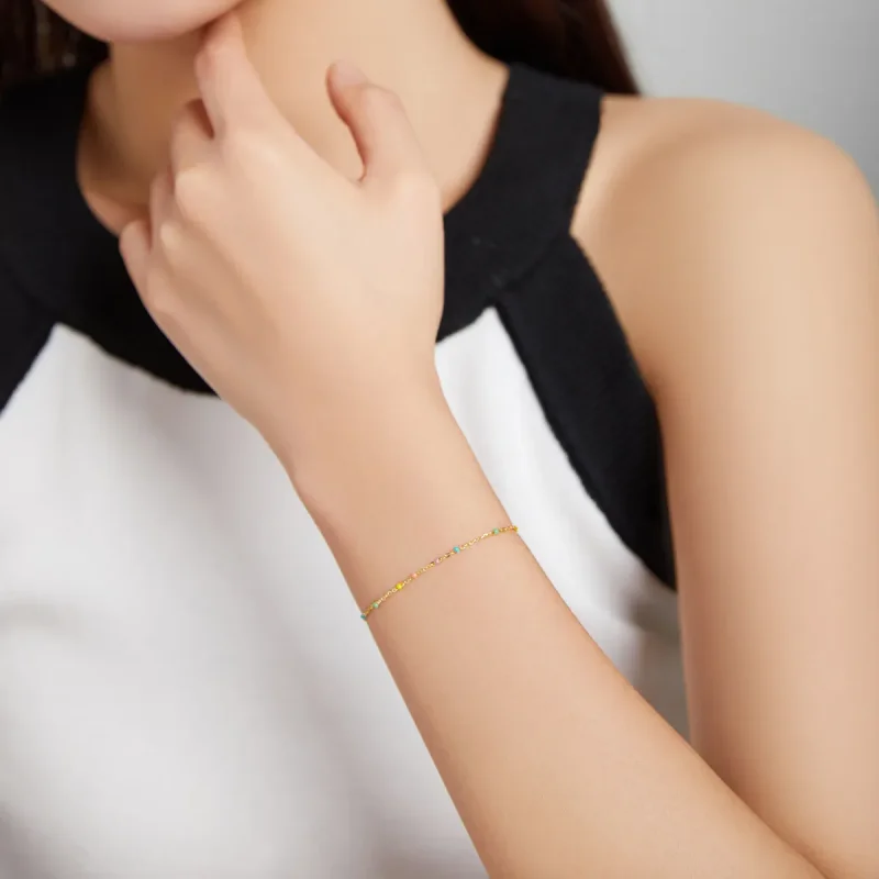 (image for) Pandora Style 18ct Gold Plated Rainbow bracelet - SCB211 - View 5