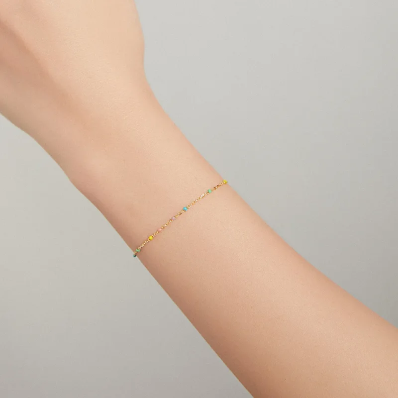 (image for) Pandora Style 18ct Gold Plated Rainbow bracelet - SCB211 - View 7