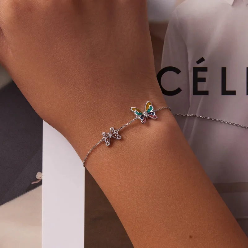(image for) Pandora Style Brilliant Butterfly Bracelet - SCB228 - View 5
