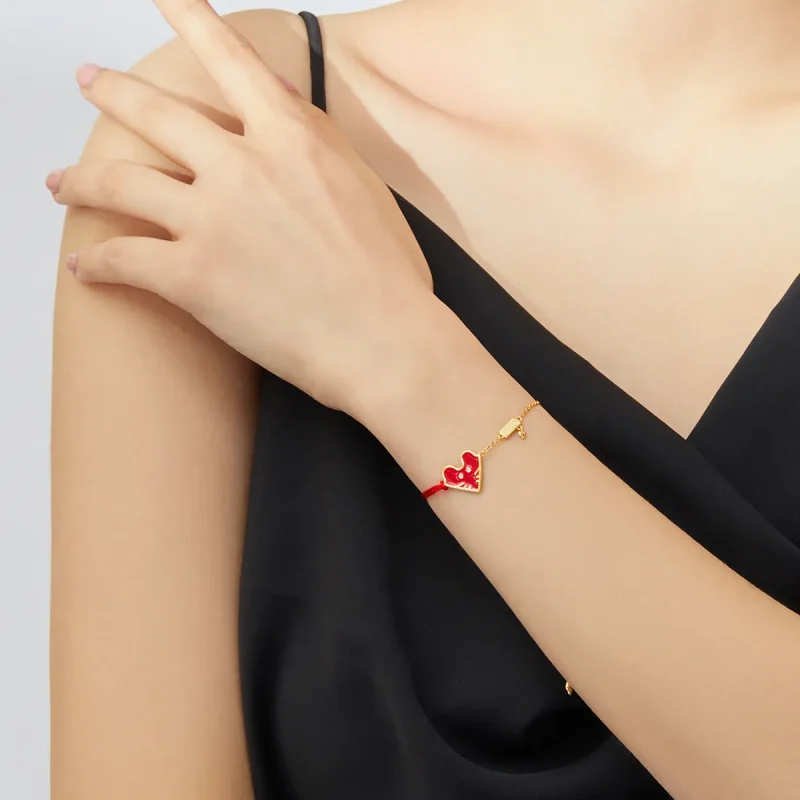 (image for) Pandora Style Gold-Plated Chinese Mouse Chain Slider Bracelet - SCB174 - View 4