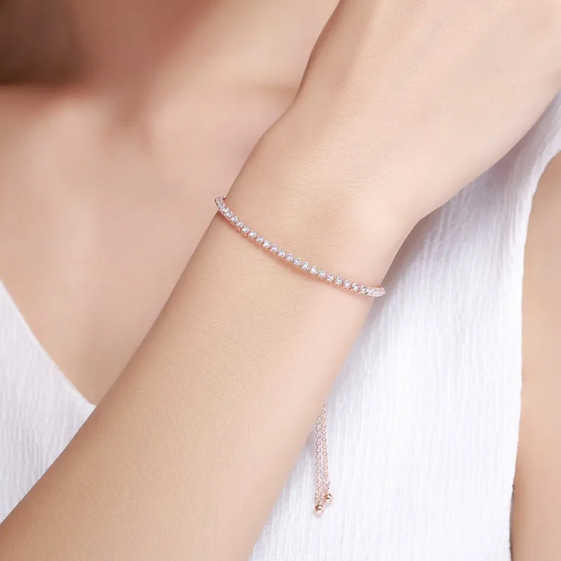 (image for) Pandora Style Gold-Plated Elegant Accompany Slider Tennis Bracelet - SCB046 - View 2