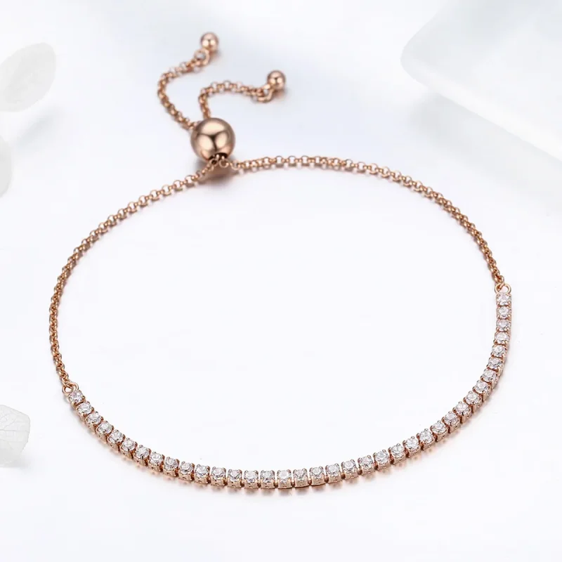 (image for) Pandora Style Gold-Plated Elegant Accompany Slider Tennis Bracelet - SCB046 - View 3