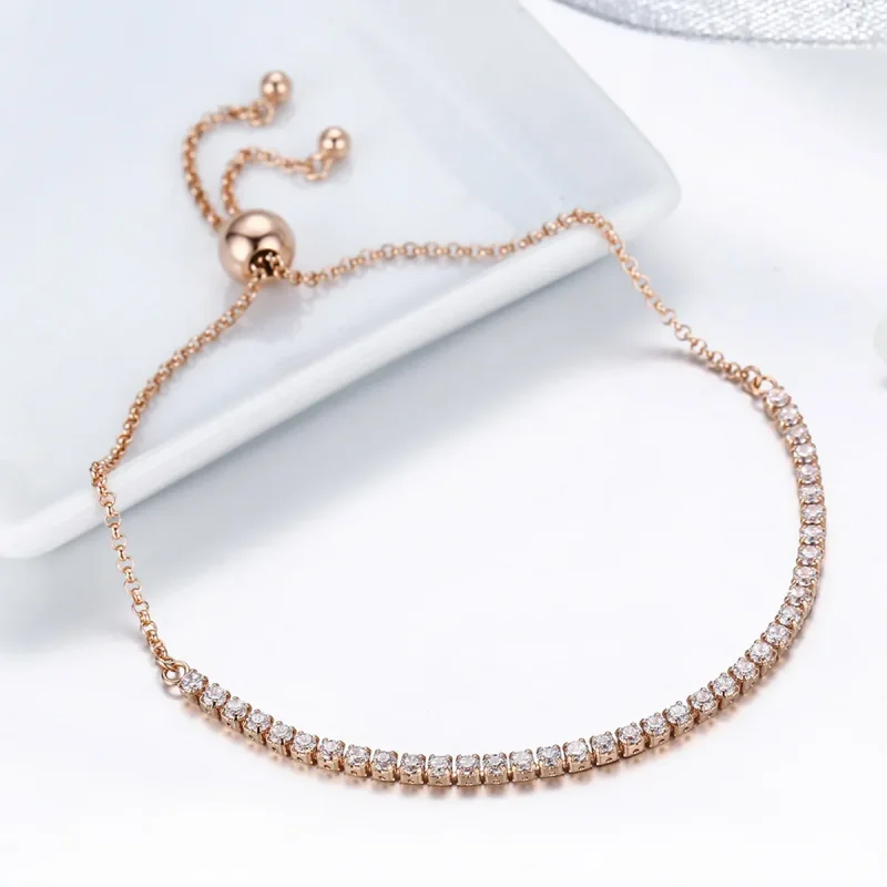 (image for) Pandora Style Gold-Plated Elegant Accompany Slider Tennis Bracelet - SCB046 - View 4
