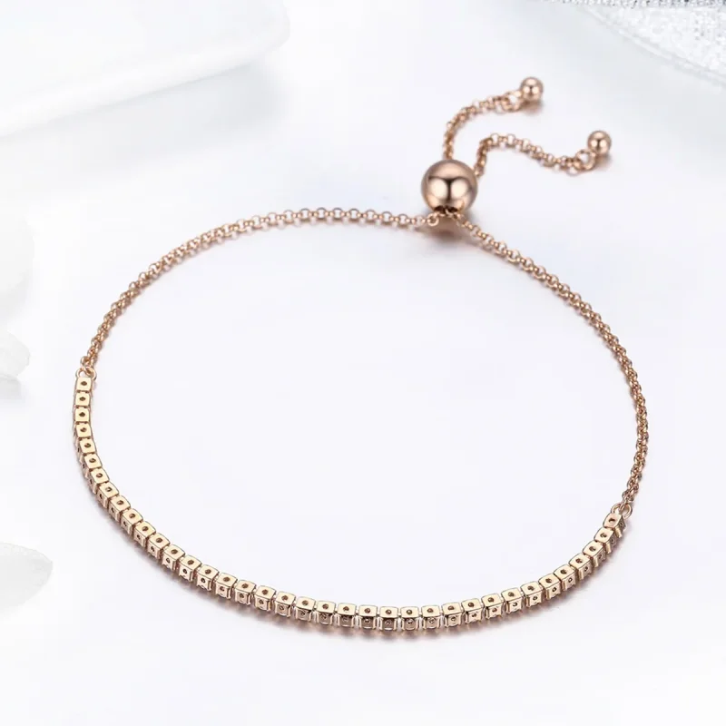 (image for) Pandora Style Gold-Plated Elegant Accompany Slider Tennis Bracelet - SCB046 - View 5