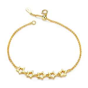 (image for) Pandora Style Gold-Plated Guardian Star Chain Slider Bracelet - SCB162