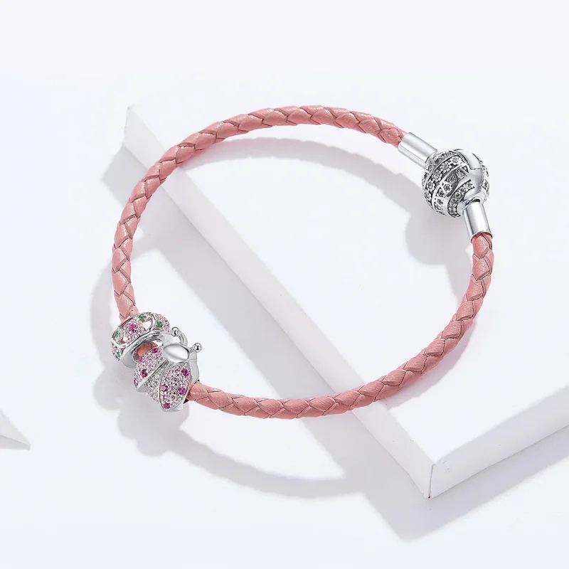 (image for) Pandora Style Leather Ladybug Bracelet - SCB823 - View 4